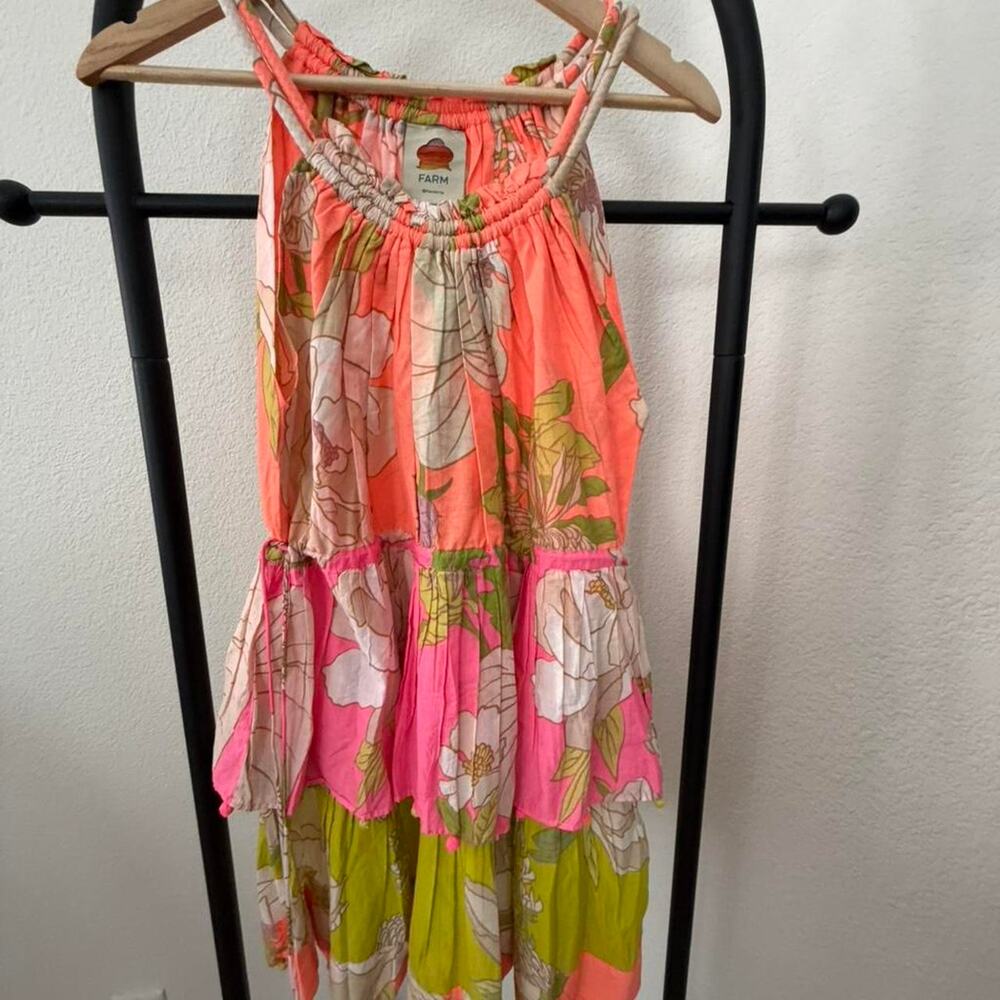 Farm Rio NEW Mixed Neon Garden Mini Multicolored Dress, Med